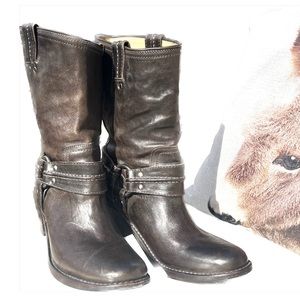 Frye Carmen Harness Short Leather Brown Moto Engineer Boots Mexico - Size 8.5